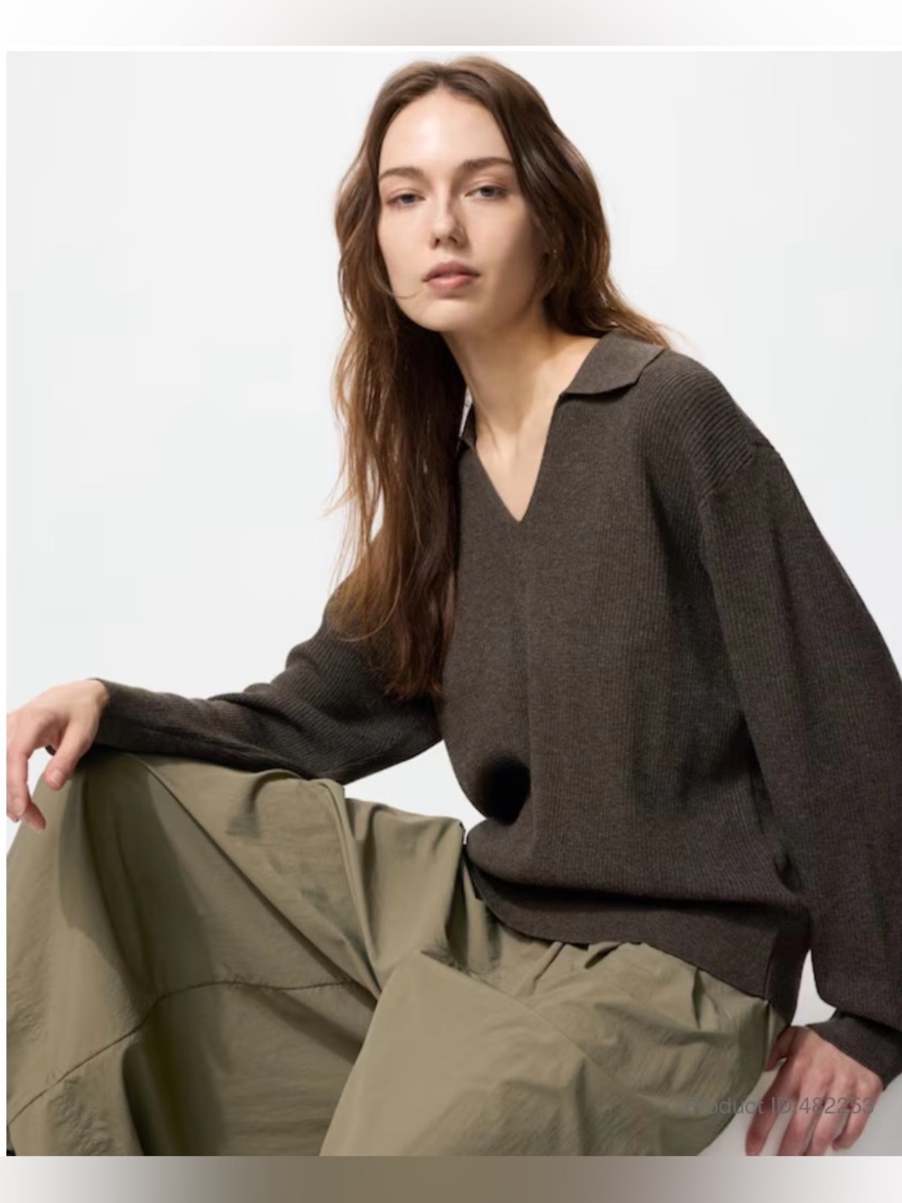 Uniqlo brown ribbed knit sweater